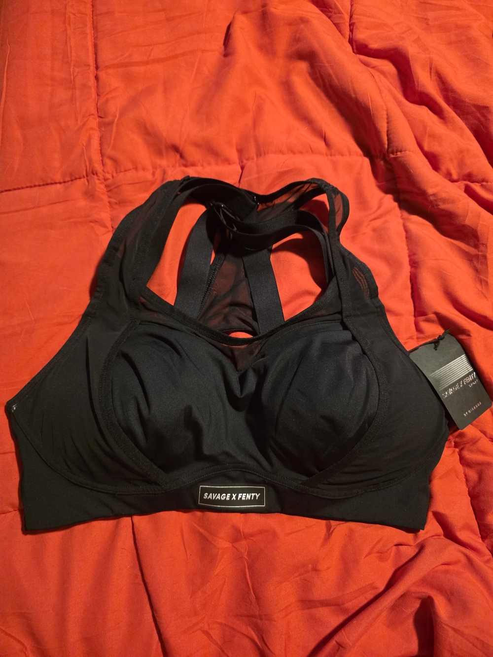 Savage X Fenty Black Racerback Support Sports Bra